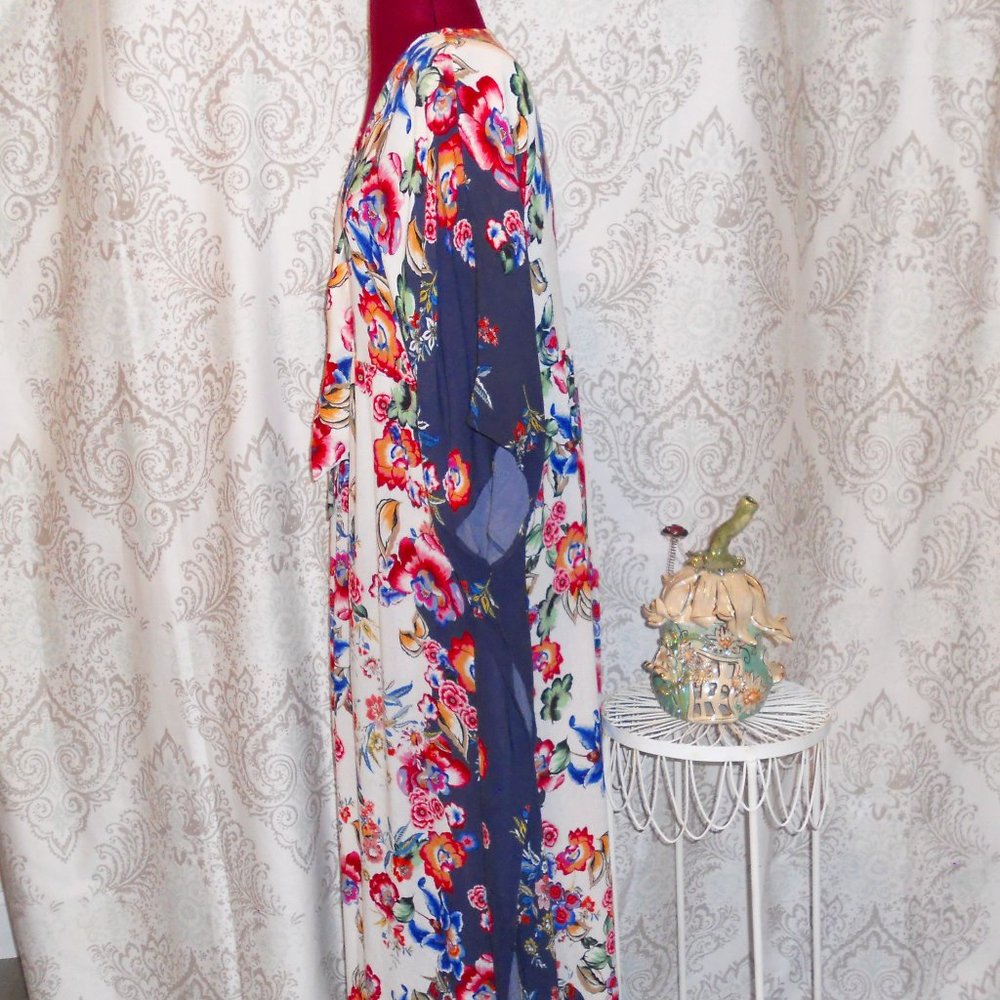 Johnny Was California M Floral Pattern Caftan Lounge/Beach Dress - Picture 3 of 9